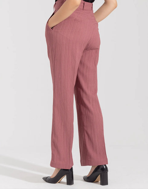 TEXTURED WIDE LEG PANTS